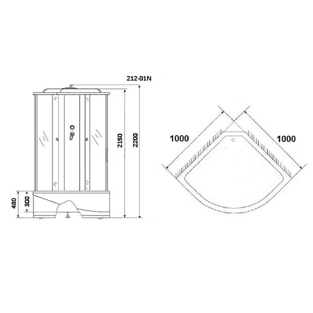 Душевая кабина Niagara Standart+NG-212-01N 1000x1000x2200мм