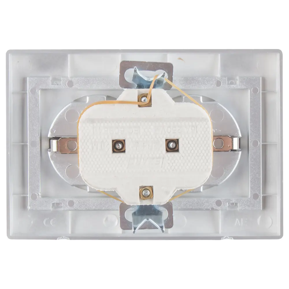 Розетка керамическая Lezard Mira, с заземлением, 2 разъема, цвет серый метлаллик STLM-2188727 - Вид №1