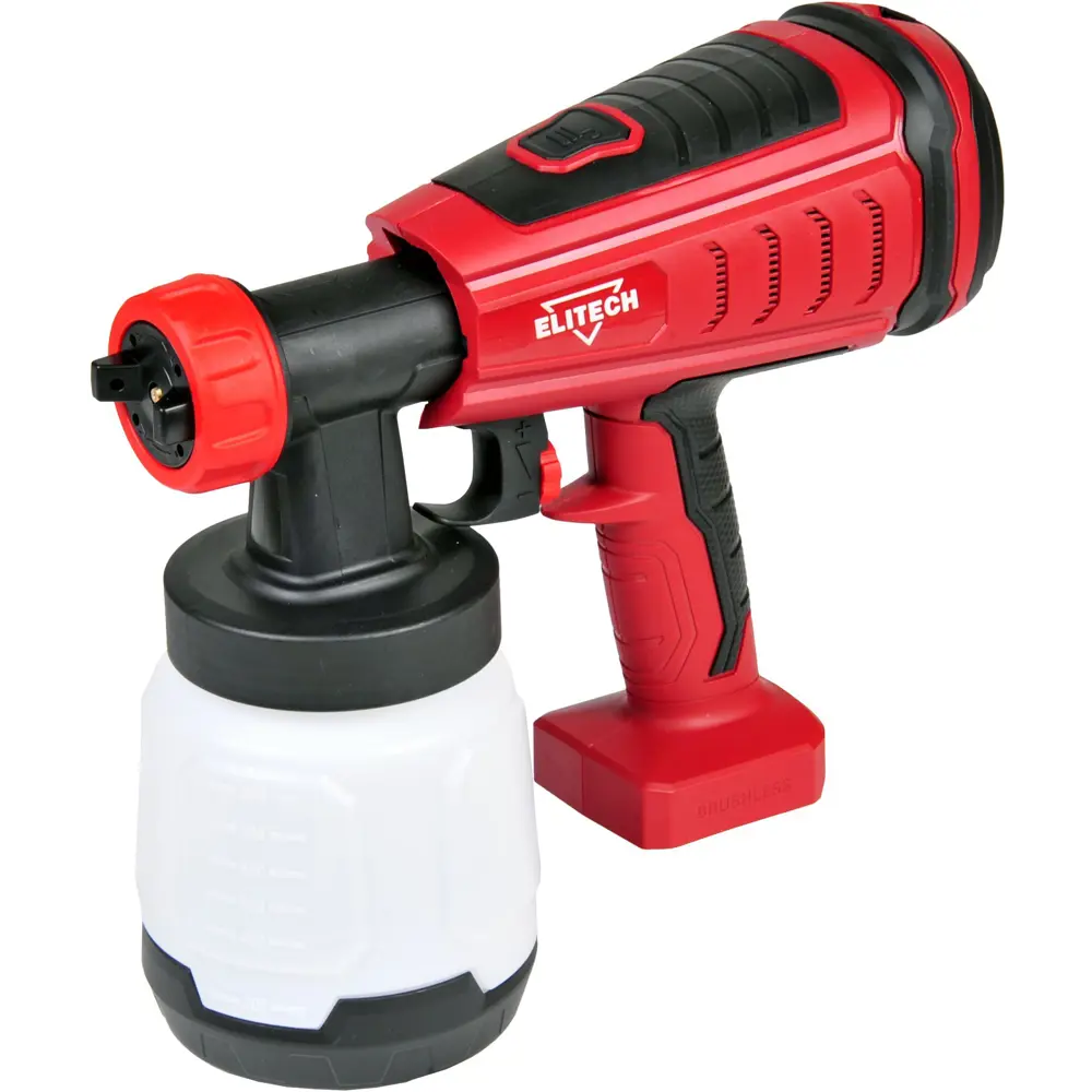 Краскопульт аккумуляторный Elitech КА 18БЛП E2208.003.00, 18 В Li-ion, 1000 мл/мин, без АКБ и ЗУ STLM-2150890