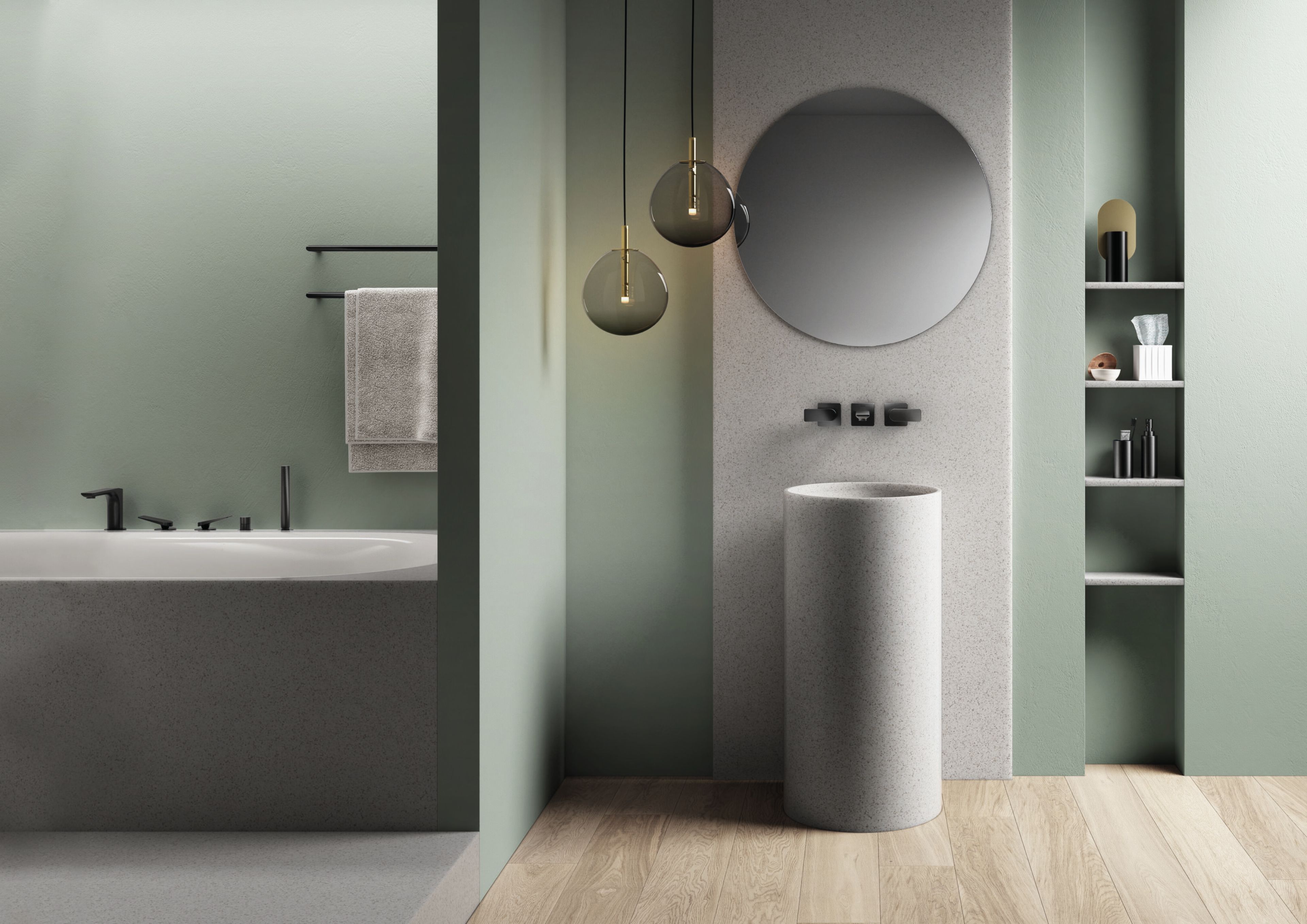 Настенный смеситель для раковины с 3 отверстиями CRISTINA Rubinetterie Blade ARCH-00060725 - Вид №2