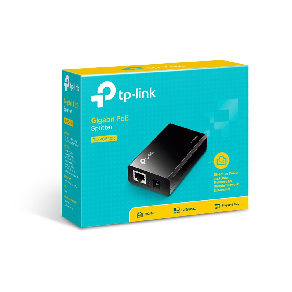 TL-PoE10R Poe splitter, ieee 802.3af, up to 100 meters, 5v/9v/12v power output TP-Link Santreyd  - Вид №4