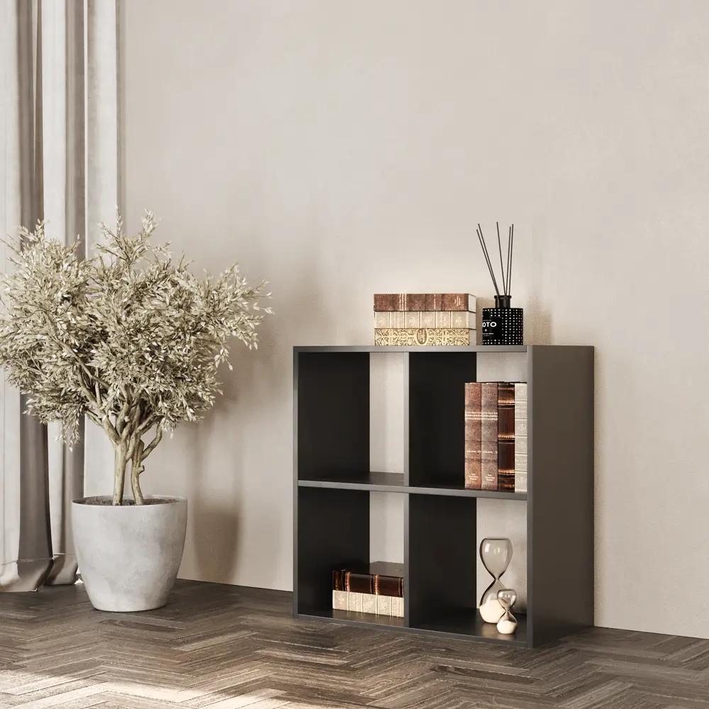 Стеллаж Spaceo KUB 4 секции 70x70x31.5 см ЛДСП цвет графит STLM-2023026