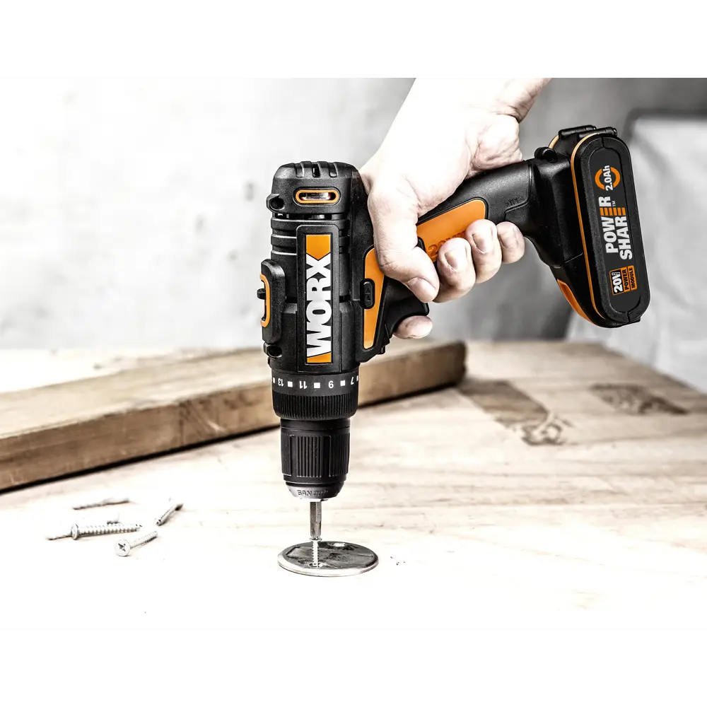 Дрель-шуруповерт аккумуляторная Worx WX101.9, 20 В Li-ion без АКБ и ЗУ STLM-2122340 - Вид №2