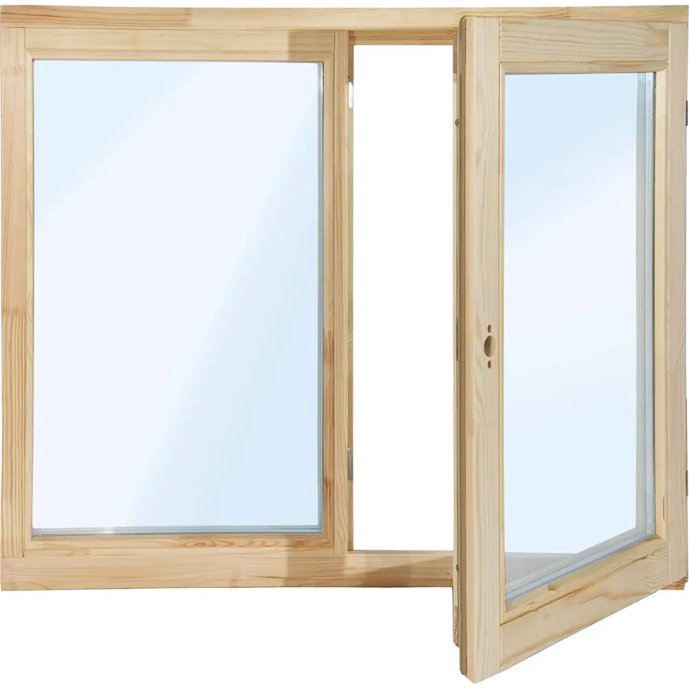 Окно деревянное двустворчатое сосна 860x1170 мм (ВxШ) однокамерный стеклопакет цвет натуральный Santreyd STLM-2043705 - Вид №1