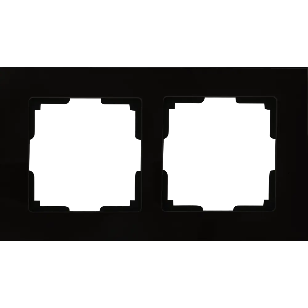 Рамка для розеток WERKEL Favorit - элегантное черное стекло на 2 поста 17781544 STLM-0008573