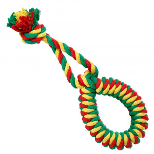 ПР0055333 Игрушка для собак Dental Knot Кольцо канатное большое (Красный-желтый-зеленый) DOGLIKE