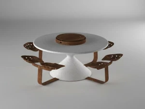 Manufatti Viscio Круглый стол для общественных мест со встроенными стульями