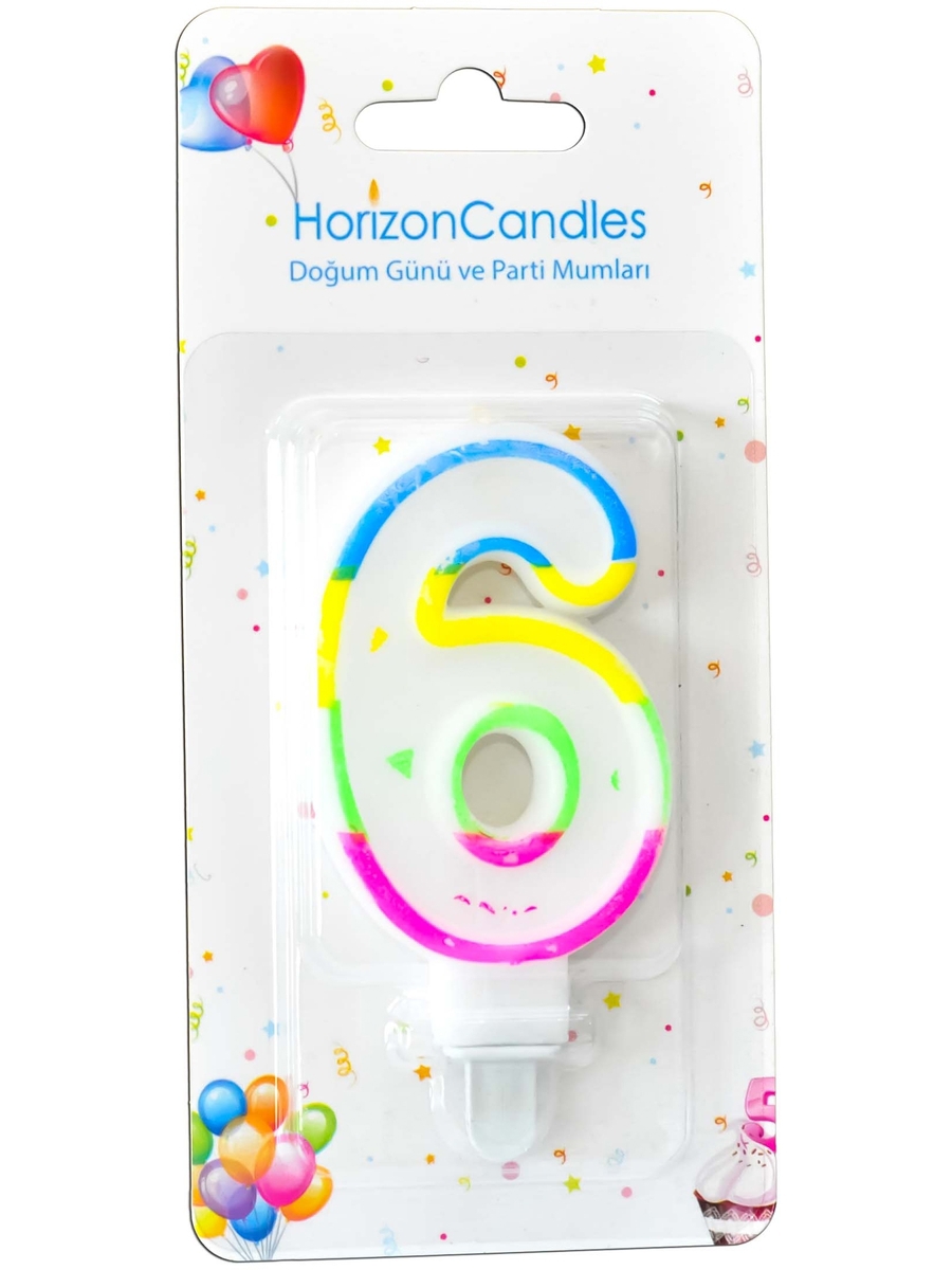 91017926 Свеча Horizon Candles для торта Цифра 6 разноцветная STLM-0443326 MIR LIGHT
