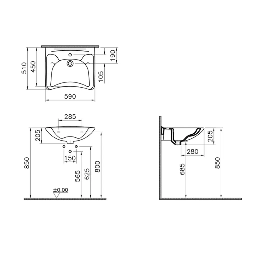 Раковина Vitra Conforma подвесная 60 см STLM-2121496 - Вид №5