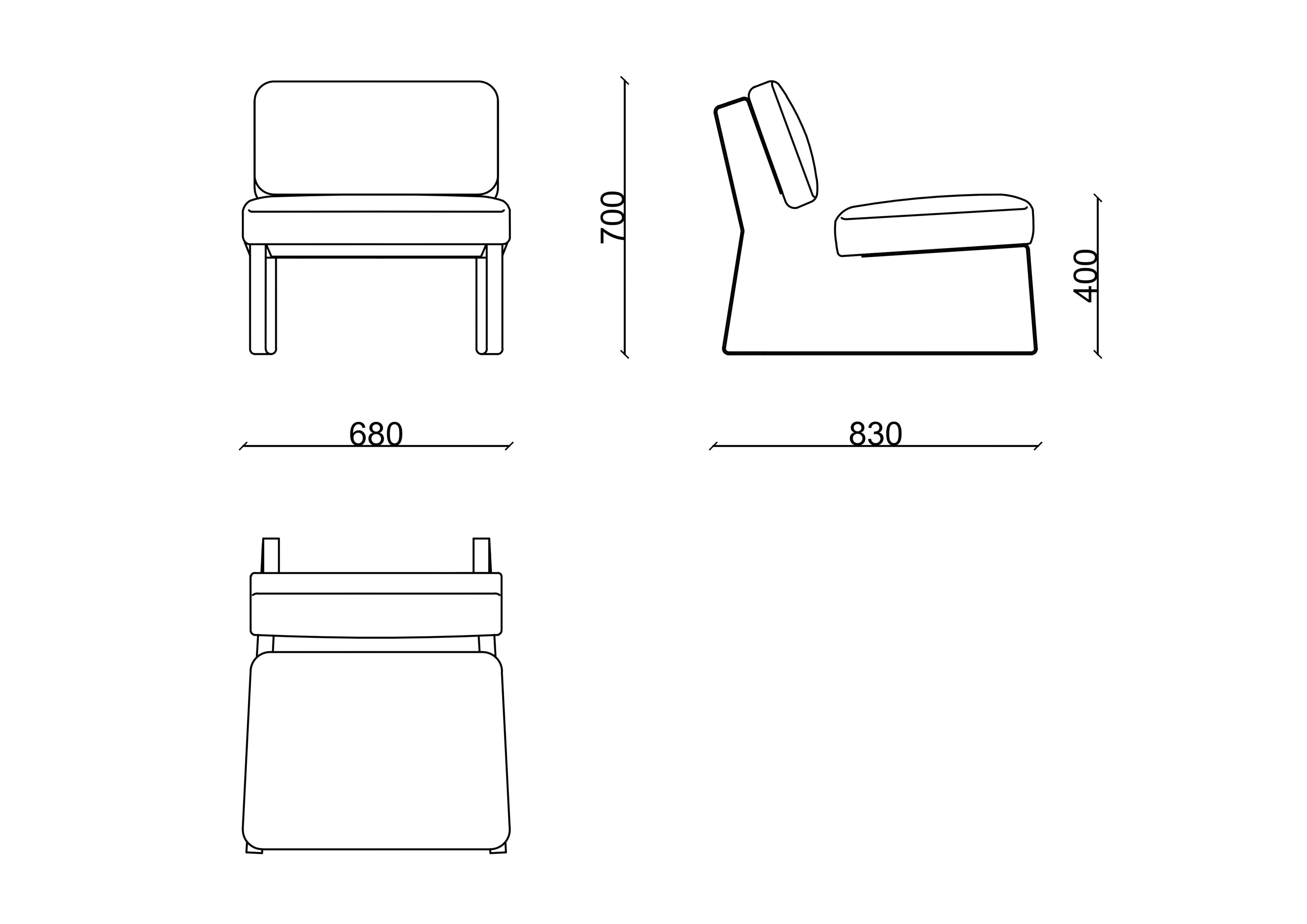 Кресло для салазок из ткани без подлокотников RIVATELIER PLAY ARCH-00119447 - Вид №5