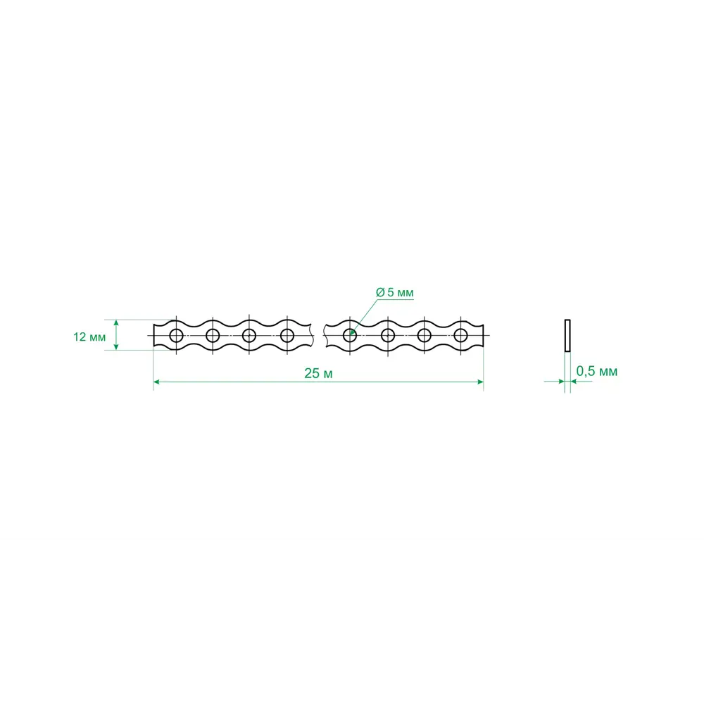 Перфорированная лента волна LV 12x0.5 25 м оцинкованная сталь цвет серебро Santreyd STLM-2021214 - Вид №3