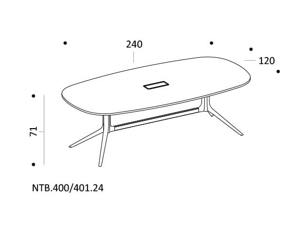 Регулируемый по высоте прямоугольный стол для совещаний с системой кабельной втулки ICF NoTable ARCH-00036629 - Вид №9