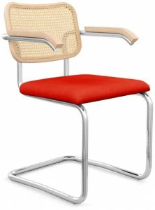 KNOLL Консольный стул из венской соломы и ткани с подлокотниками Cesca™