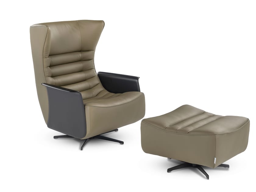 Кожаное вращающееся кресло с подлокотниками Calia Italia Superior ARCH-00095697