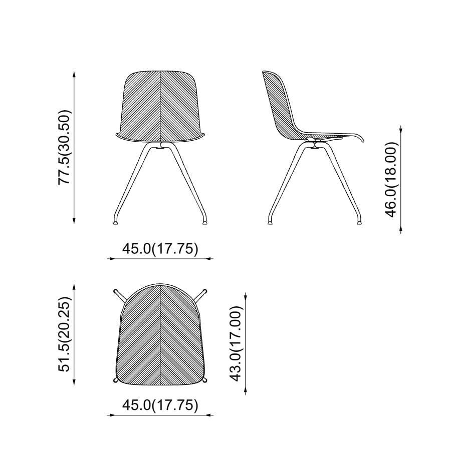 Поворотный стул из стали и дерева PIAVAL Herringbone-Contract ARCH-00047834 - Вид №3