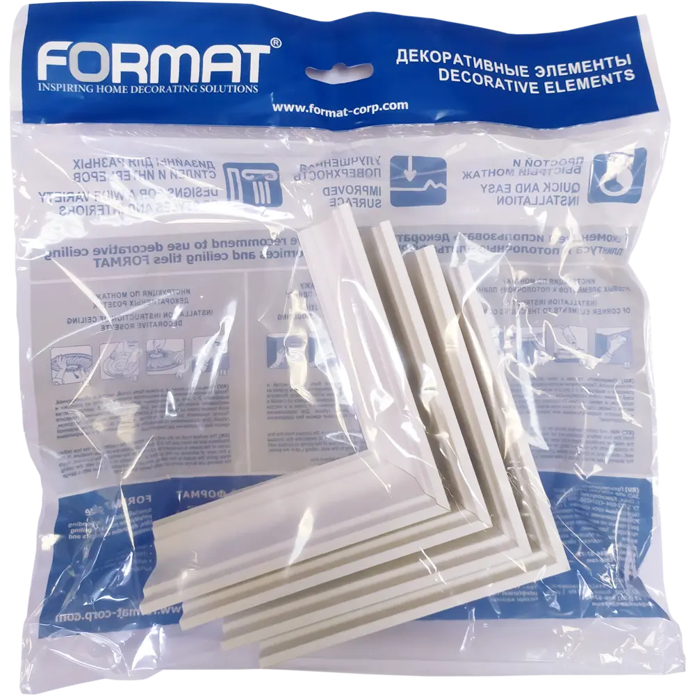 FORMAT Угловые элементы для потолочного плинтуса 47 мм - комплект из 4 штук 82999120 STLM-0038648 - Вид №3