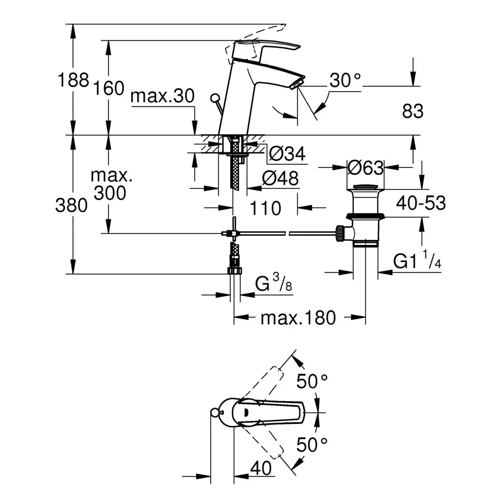 Смеситель для раковины Grohe Start New 23455000 однорычажный цвет хром STLM-2037702 - Вид №6