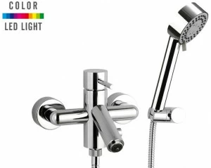 Remer Rubinetterie Настенный светодиодный смеситель для ванны с ручным душем Minimal color Nr 02 2