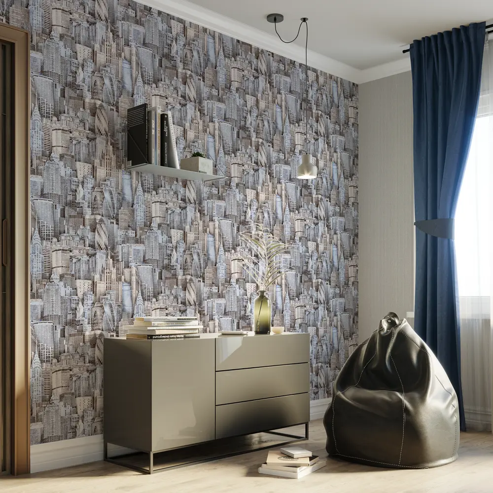 Обои флизелиновые Home Color Town синие 1.06 м HC31091-26 STLM-2043858 - Вид №3
