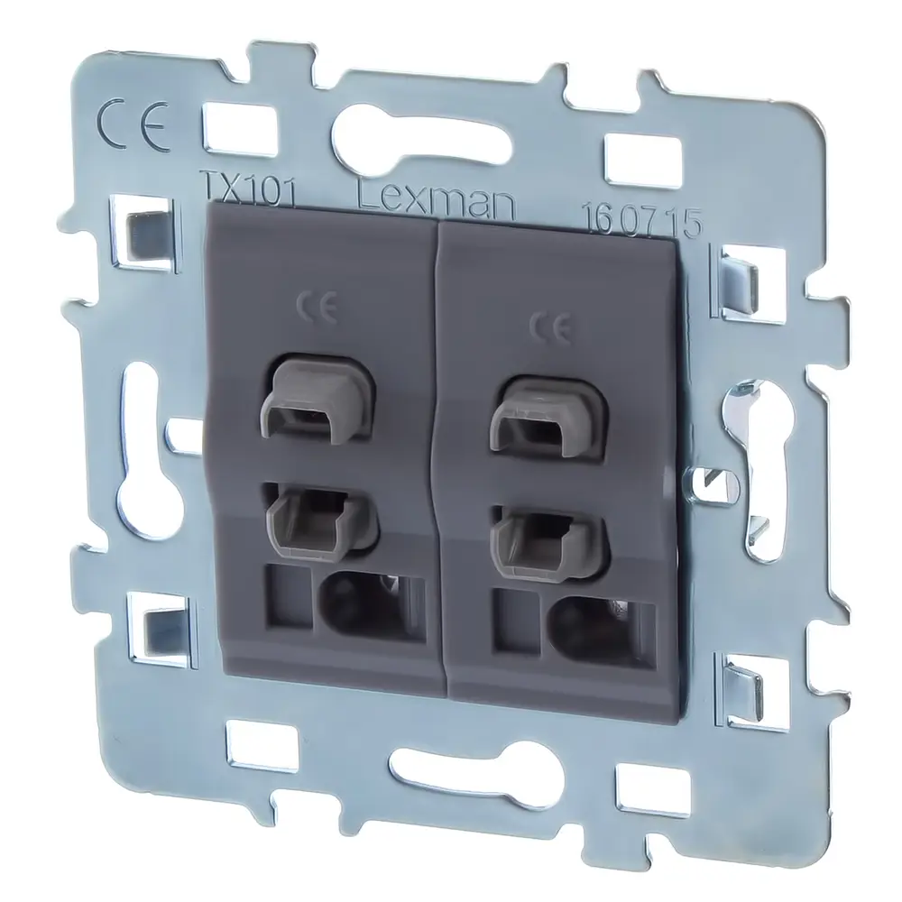 Выключатель встраиваемый Lexman Cosy 2 клавиши, цвет серый STLM-2018690 - Вид №1