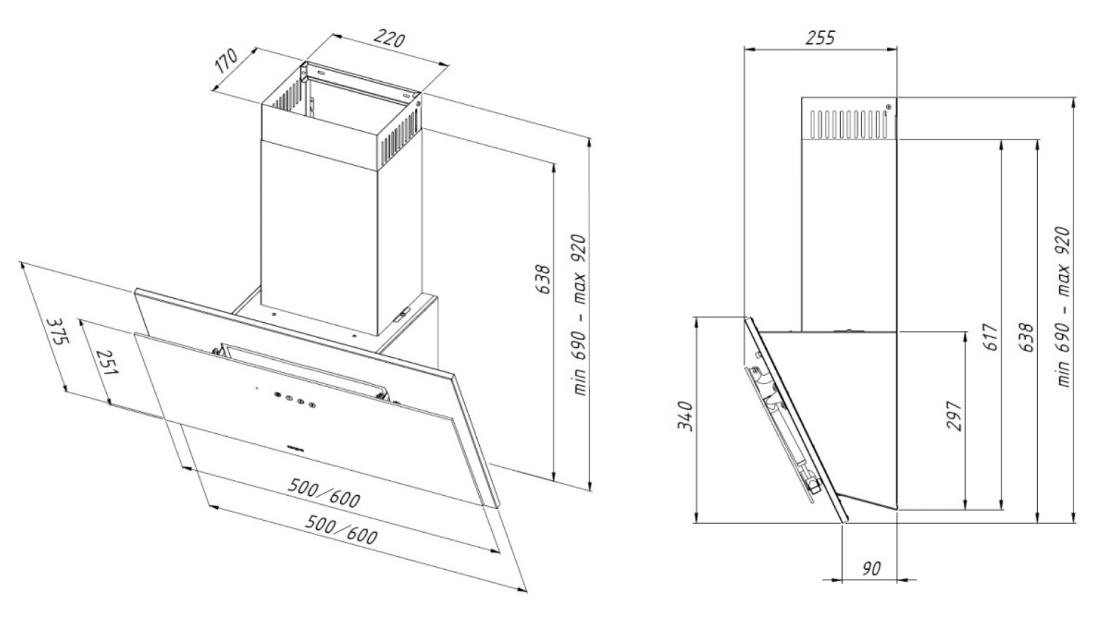 9104416 Вытяжка наклонная Akpo WK-11 Aura 60 черный/черный STDN-0015899 - Вид №7