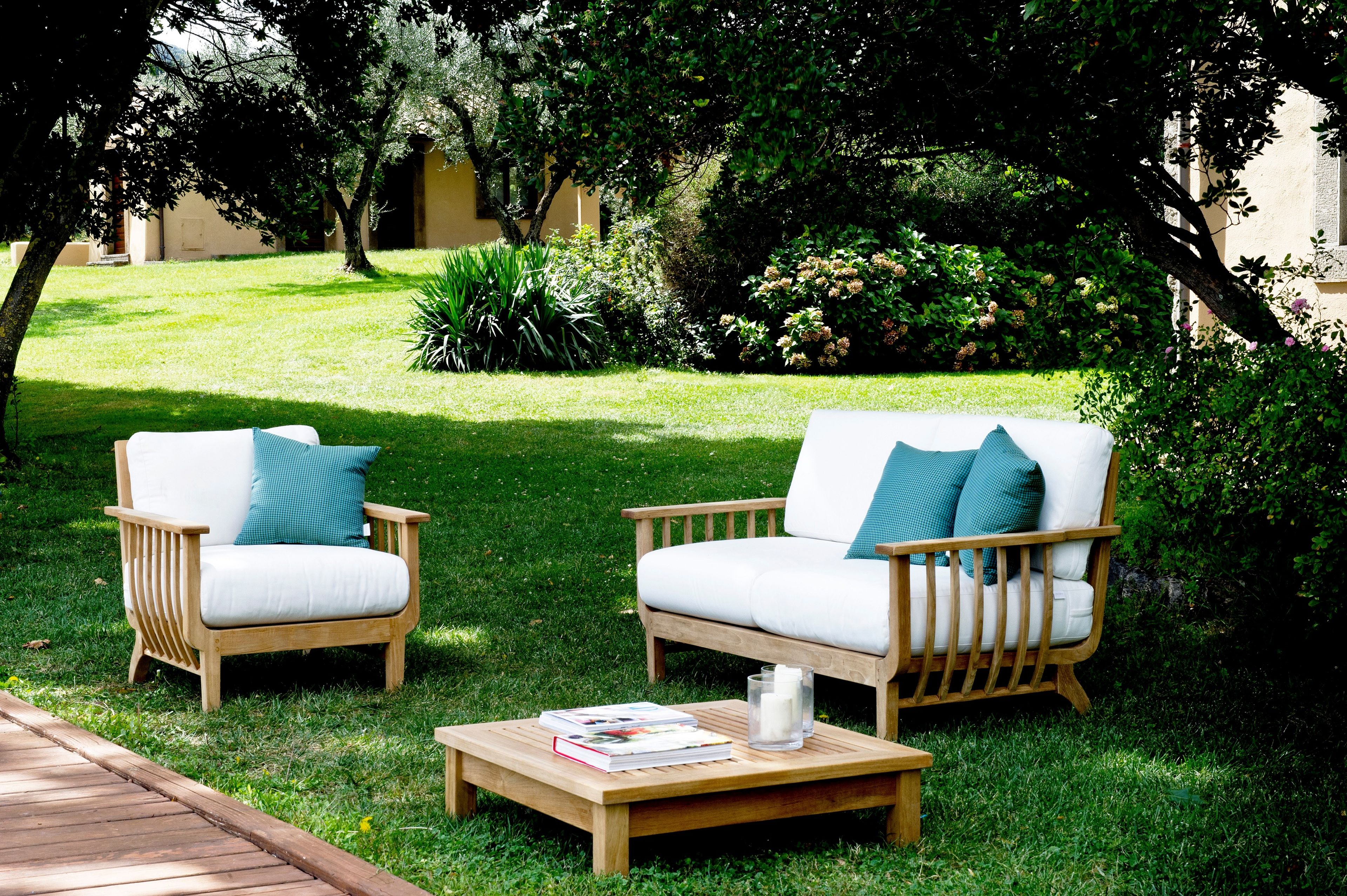 Садовое кресло из тикового дерева и акриловой ткани Unopiù Chelsea ARCH-00088343 - Вид №5