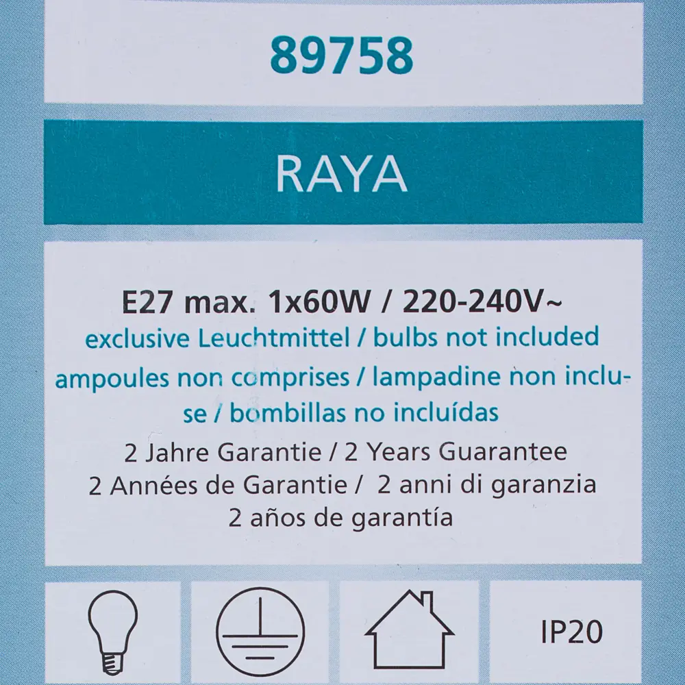 Светильник настенно-потолочный Raya 1xE27x60 Вт Eglo STLM-2187149 - Вид №4