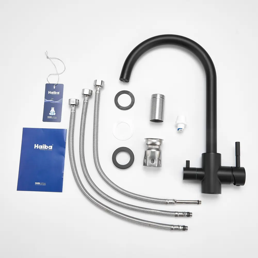 Смеситель для кухни Haiba черный с высоким поворотным изливом 89396811 STLM-1569269 - Вид №7