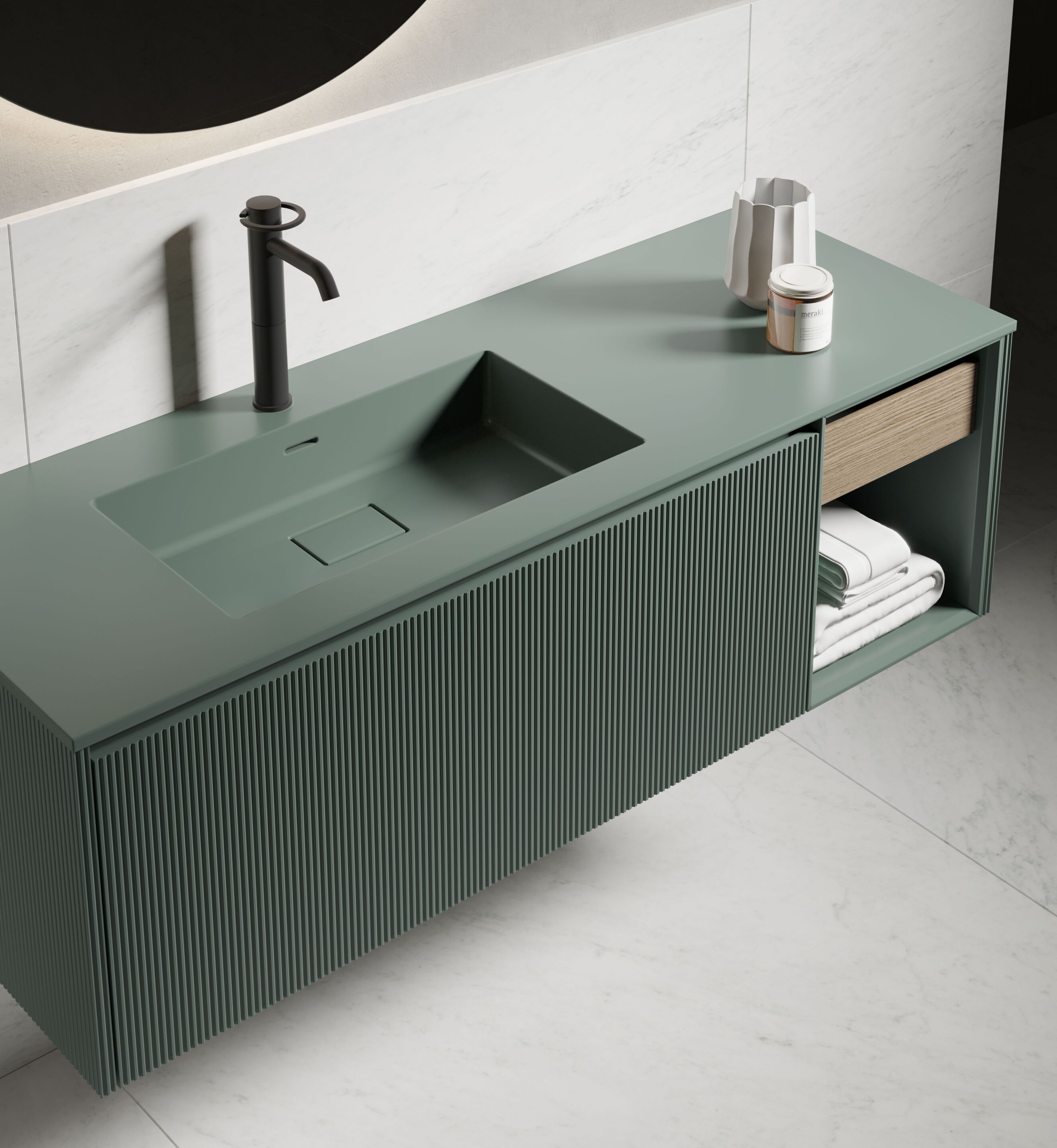 Подвесной умывальник с ящиками Mobiltesino Millerighe Color ARCH-00054623 - Вид №1