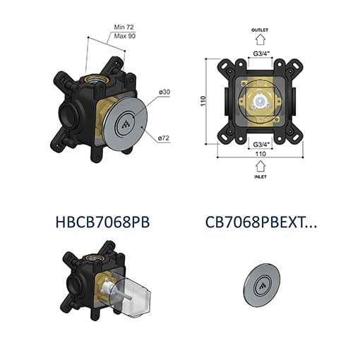 Металлический встраиваемый однорычажный смеситель для душа Hotbath Cobber ARCH-00028625 - Вид №2