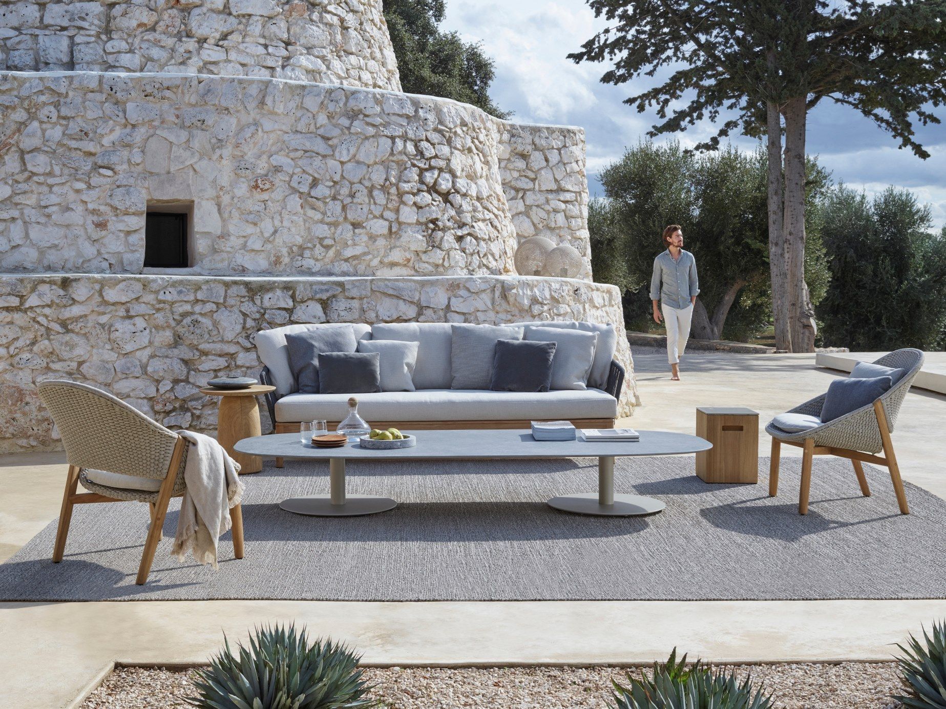 3-местный тканевый мягкий садовый диван TRIBÙ Mood ARCH-00100438 - Вид №3