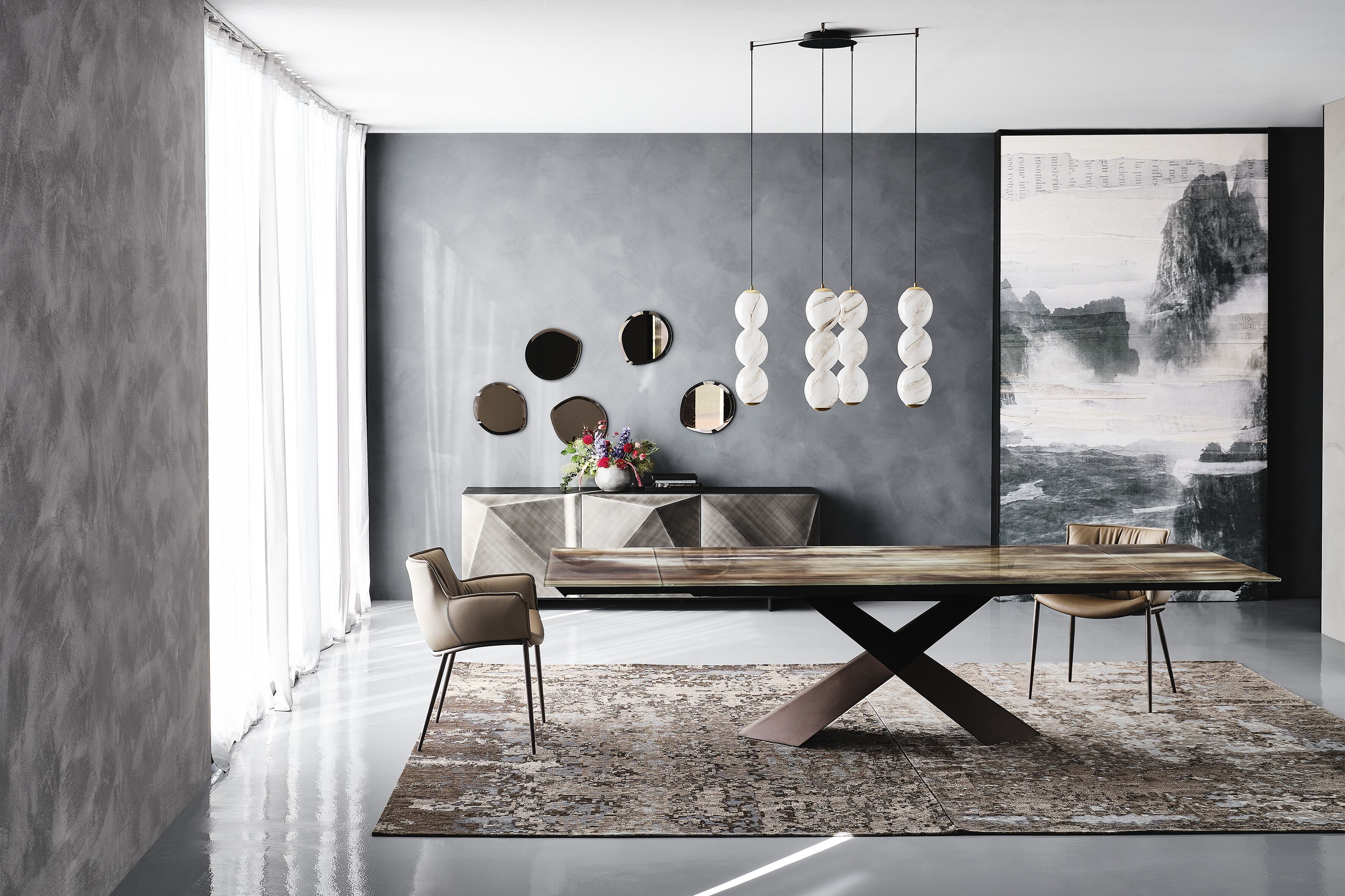 Стеклянный выдвижной прямоугольный стол Cattelan italia Tyron ARCH-00136857 - Вид №1