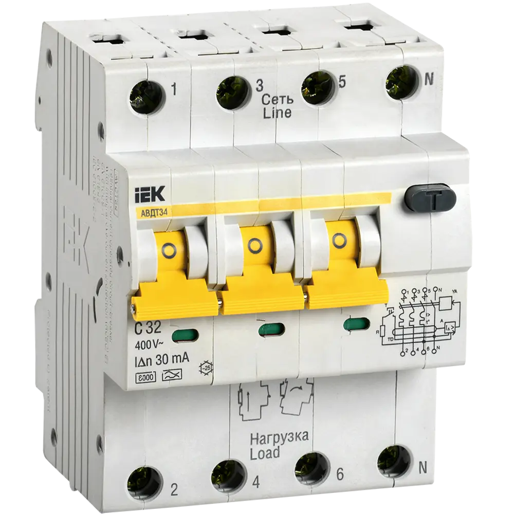 Автоматический выключатель дифференциального тока IEK АВДТ34 C32 30 мА STLM-2144143