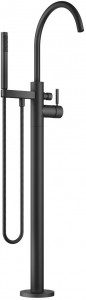 25863661-33 Смеситель для ванны однорычажный с вертикальной трубой для свободностоящего монтажа с комплектом с душевым шлангом - чёрный матовый Dornbracht Meta