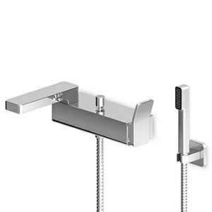 ZP7149 Смеситель ванна-душ внешний однорычажный с переключателем, аэратором, душевым комплектом. Zucchetti Soft