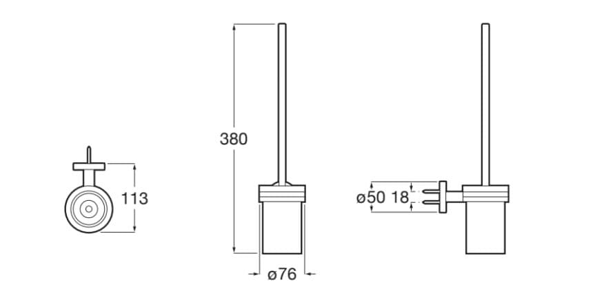 Металлическая настенная туалетная щетка Roca Compas ARCH-00040751 - Вид №3