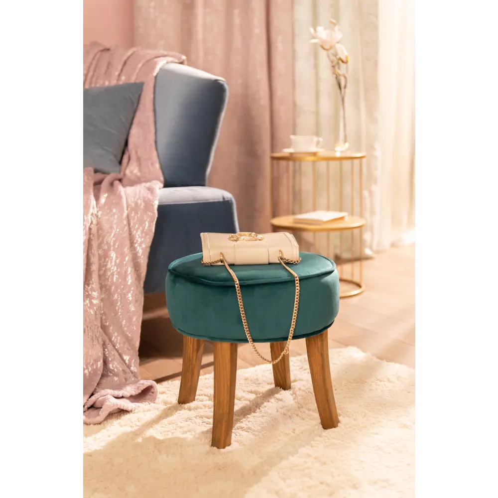 Табурет Atmosphera ø35 см с обивкой цвет синий STLM-2198478 - Вид №3