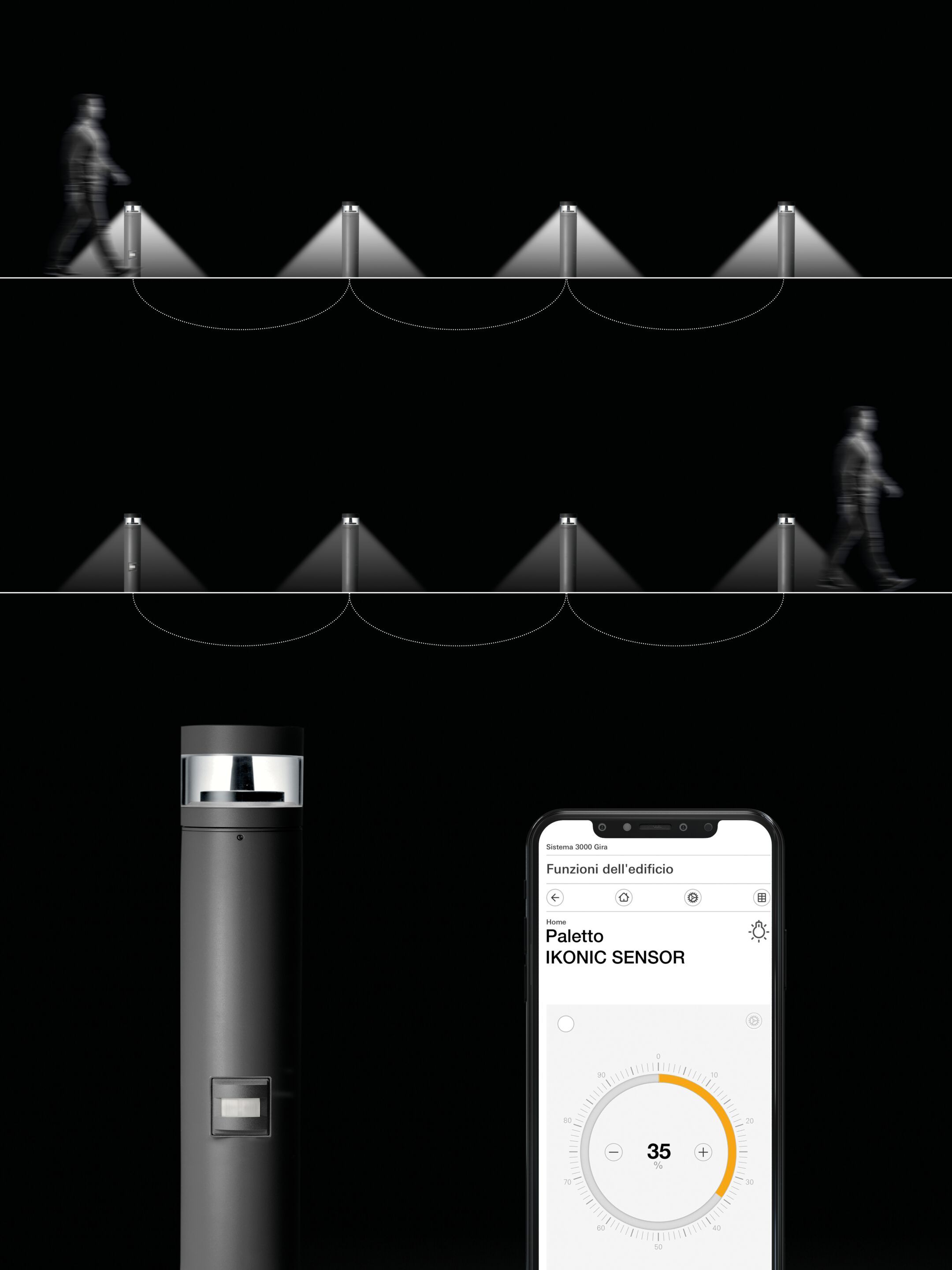 Литой алюминиевый светодиодный светильник с датчиком движения SIMES Ikonic ARCH-00081250 - Вид №5