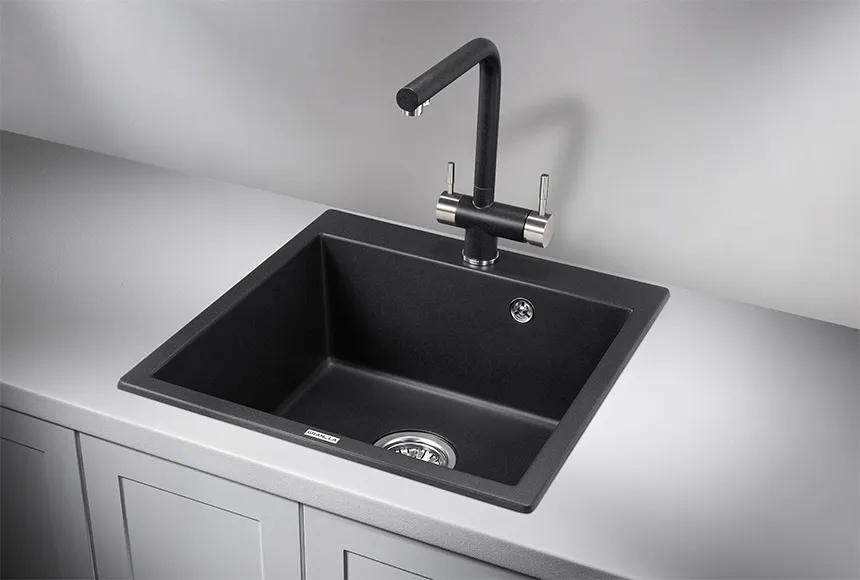 5102, ЧЁРНЫЙ, кухонная мойка, кварц GRANULA 5102-ST105