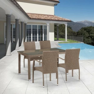 Мебель из ротанга, стулья и прямоугольный стол коричневые на 4 персоны AFINA  241069 Коричневый