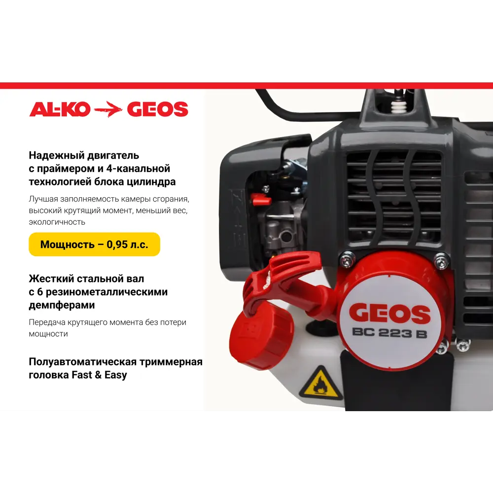 Мотокоса бензиновая Geos BC 223 B II 1 л.с STLM-2096283 - Вид №6