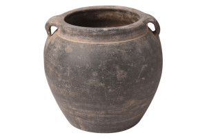 GWVE0007 Маленькая старая черная терракотовая ваза ijlbrown