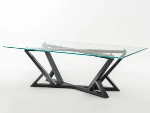 OAK Прямоугольный обеденный стол из дерева и стекла Milano collection Sc5021