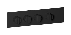 Комплект наружных частей термостата на 3 потребителей - горизонтальная прямоугольная панель с ручками Hey Joe WE ARE IB eua321npnhj Matt Black Aqua