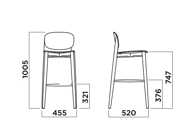 Высокий стул из массива дерева со спинкой Infiniti Harmo ARCH-00117295 - Вид №7