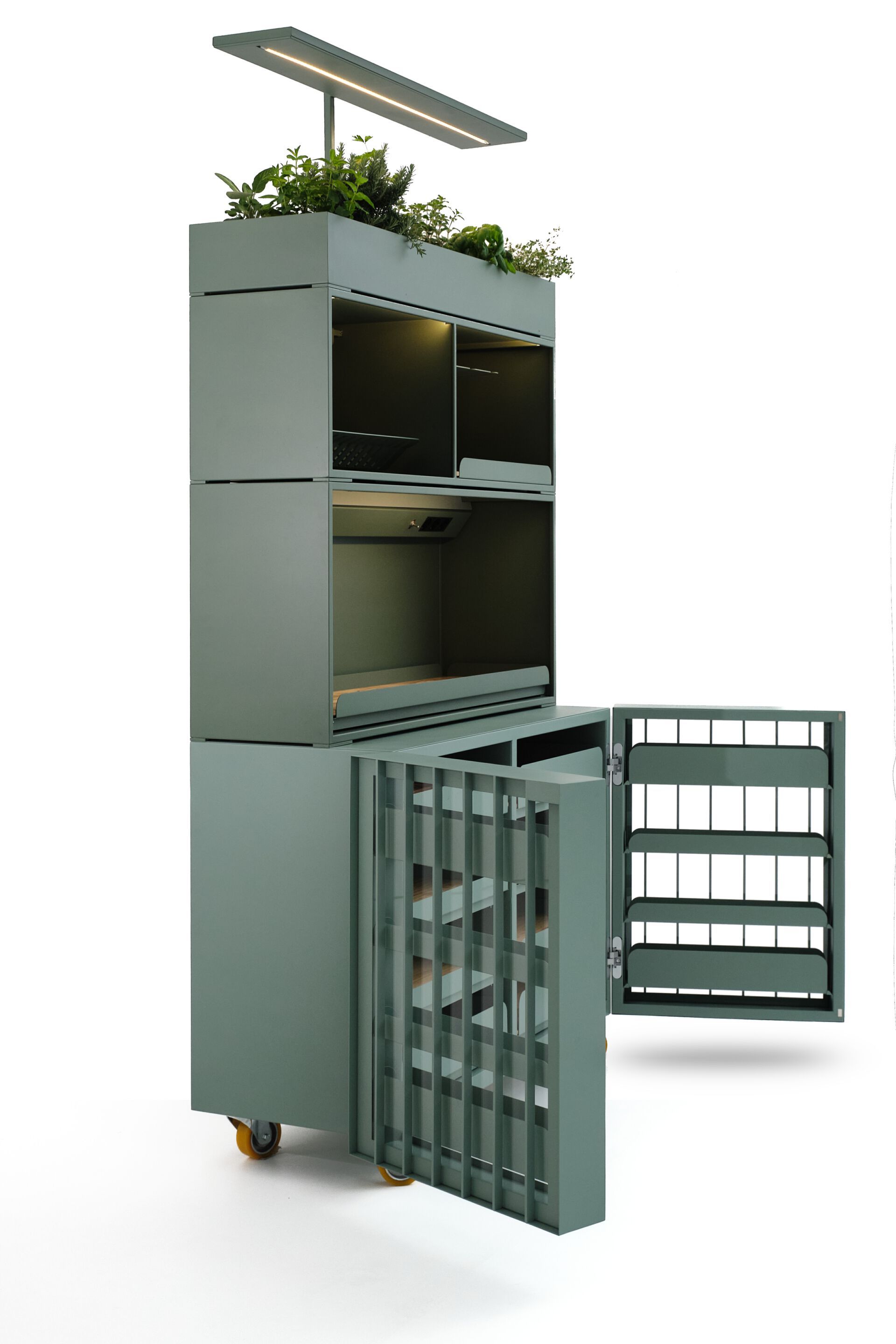 Модульный шкаф из окрашенной стали и оливкового дерева Officine Tamborrino MEMÈ ARCH-00114854 - Вид №2