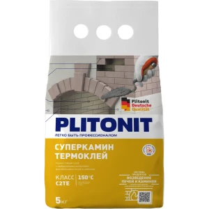Клей для облицовки печей и каминов Плитонит Супер Камин ТермоКлей огнеупорность 150°С 5 кг