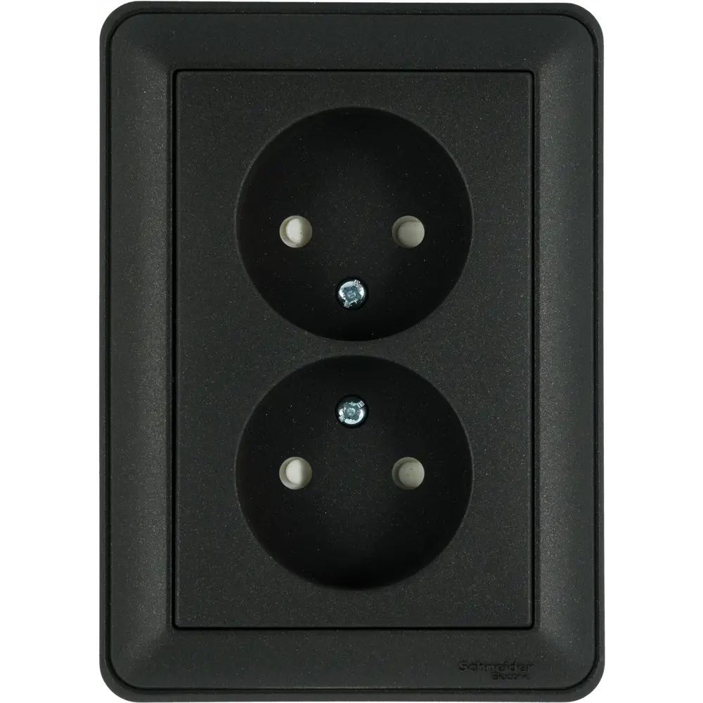 Розетка Schneider Electric W59, 2 разъема, защитные шторки, цвет черный бархат STLM-2186800