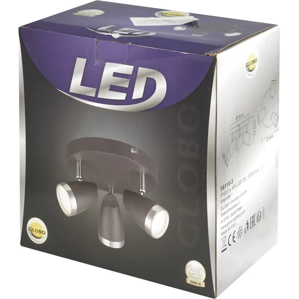 Спот светодиодный Globo 56110, 3x4 Вт, цвет чёрный STLM-2128526 - Вид №6