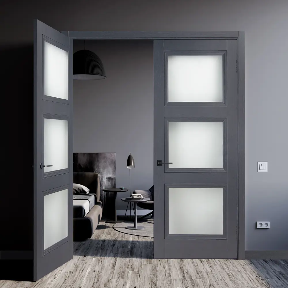 Комплект двери трилло со стеклом 70x200 см Hardflex цвет грей легно с добором 200 мм МАРИО РИОЛИ STLM-2166804 - Вид №2